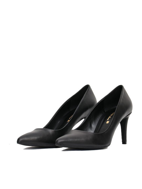 Irene Leather Pointed Toe Black Medium Heels