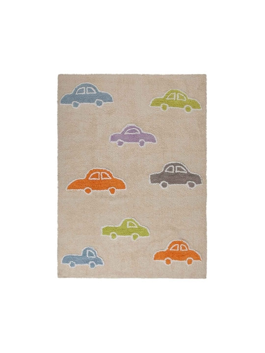 Lorena Canals Χειροποίητο Παιδικό Χαλί Cars Μπεζ 120x160cm