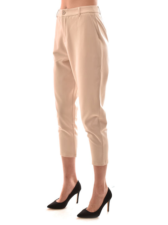 Lotus Eaters Women's Crepe Trousers in Relaxed Fit Beige