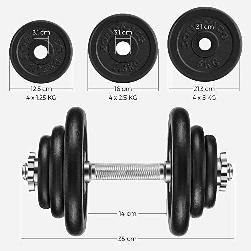 Songmics Adjustable Dumbbell Set with Bar 40kg