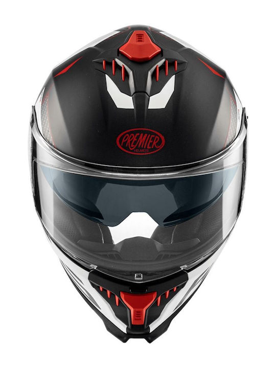 Premier Typhoon RS 2 BM Black/White/Red Mat Motorcycle Helmet Full Face ECE 22.06 Weight 1580gr with Pinlock and Sun Visor