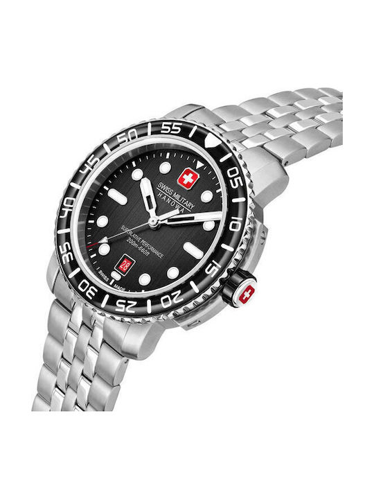 Swiss Military Hanowa Herrenuhr 44mm Batterie mit Schwarz Rostfreier Stahl Armband