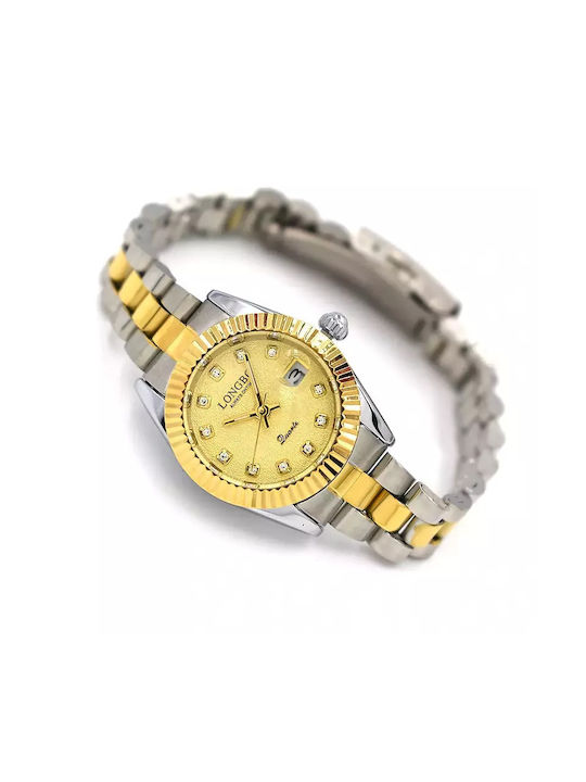 Longbo Watch with Gold Metal Bracelet