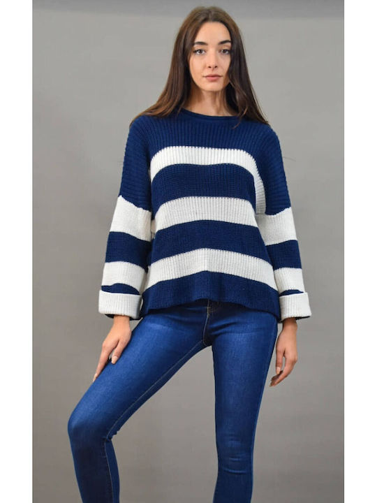 Markiz Women's Long Sleeve Sweater Striped Blue