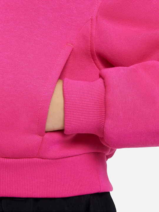 Fleece Παιδικό Φούτερ με Κουκούλα και Τσέπες Φούξια Sportswear Club
