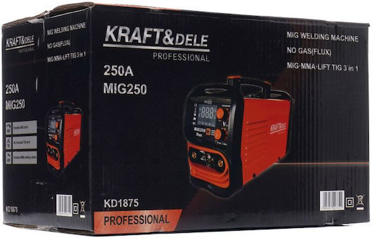 Kraft & Dele Ηλεκτροκόλληση Inverter MIG με Μέγιστο Ρεύμα Συγκόλλησης 250A και Κύκλο Εργασίας 100%