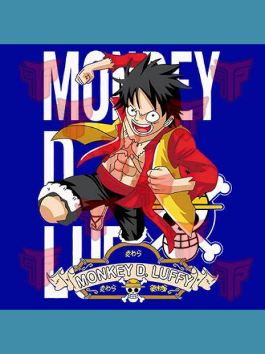 Takeposition Monkey D.luffy Fighter Damen T-shirt Ein Stück Blau