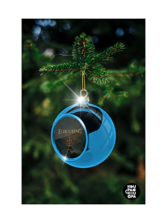 Christmas Plastic Ball Ornament Blue 8cm