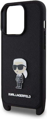 Karl Lagerfeld Saffiano Coperta din spate Plastic cu curea Negru (iPhone 15 Pro Max)