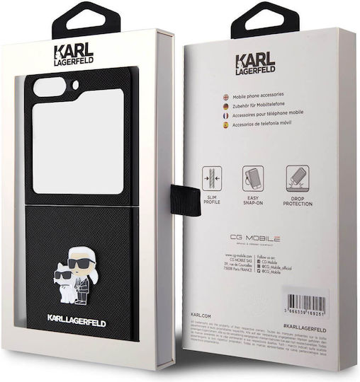 Karl Lagerfeld Saffiano Karl&choupette Pin Back Cover Plastic Negru (Galaxy Z Flip5)