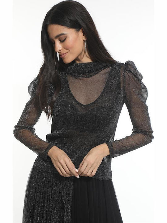 Damen Bluse Langärmelig Black
