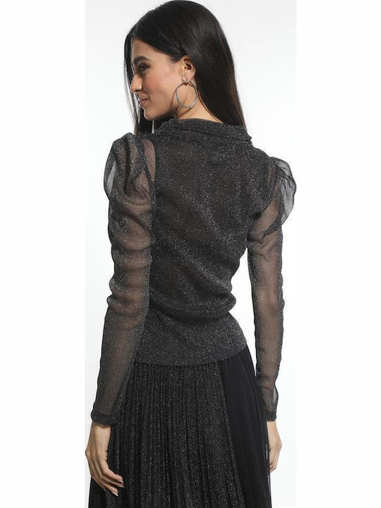 Damen Bluse Langärmelig Black