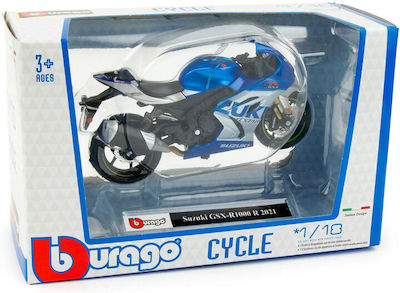 Bburago Suzuki Motorcycle Suzuki GSX-R1000 R 2021 Blue for 3++ Years