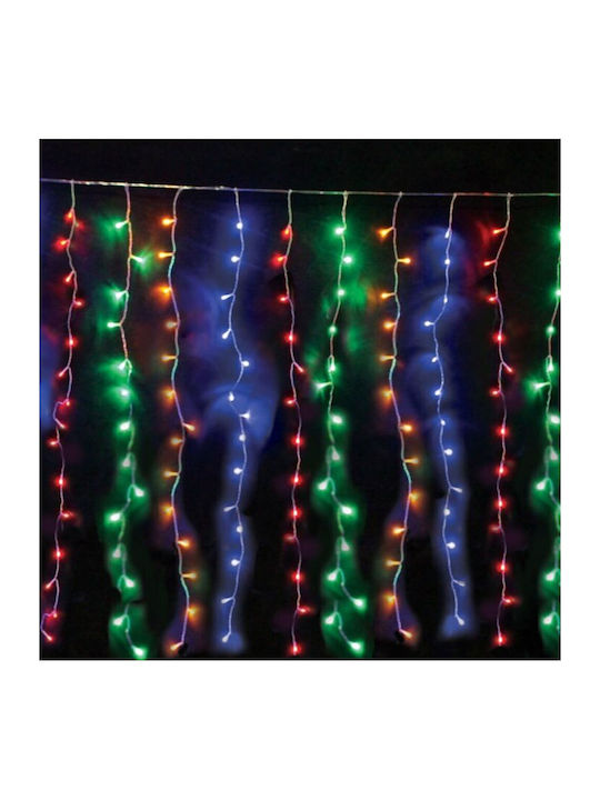 96 Lumini de Crăciun LED Multicolour de tip Curtain cu Programe