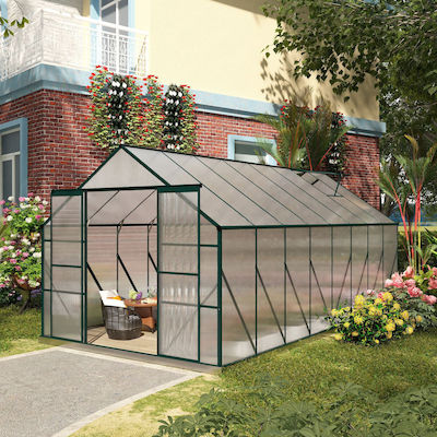 Outsunny Garden Seră cu Structură Metalică și Rafie 2.44x5x2.16m