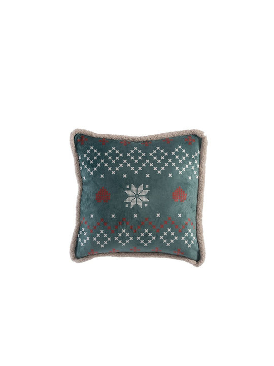 Nef-Nef Homeware Christmas Decorative Pillow Holly Jolly Square Green 50x50cm