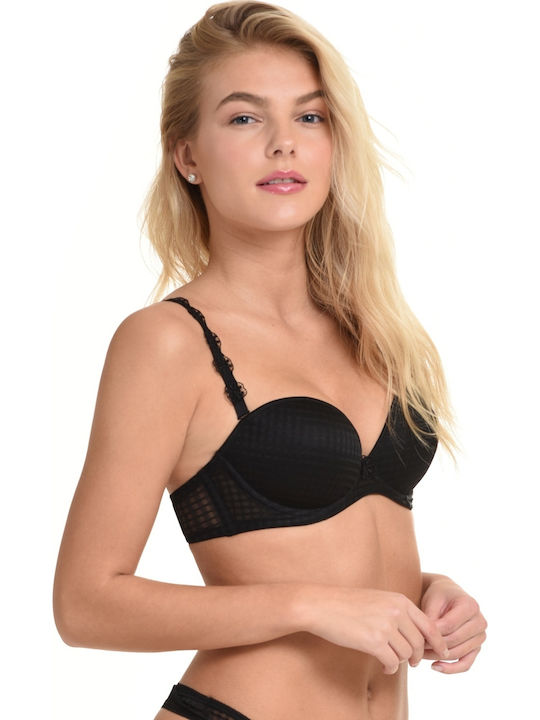 Balconette Push Up Balconette Strapless Bra Underwire Black