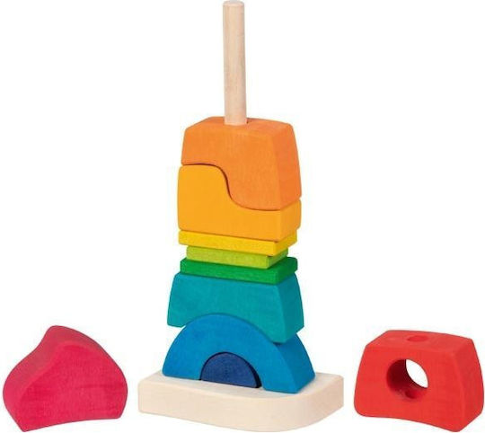 Goki Pyramiden-Spielzeug Stacking Castle aus Holz für 24++ Monate