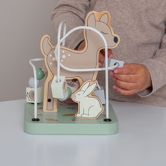 Jabadabado Maze Fawn With Abacus From Beads, Cubes And Animals made of Wood for 12++ Months