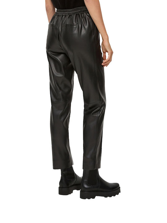 S.Oliver Femei Piele Pantaloni Black