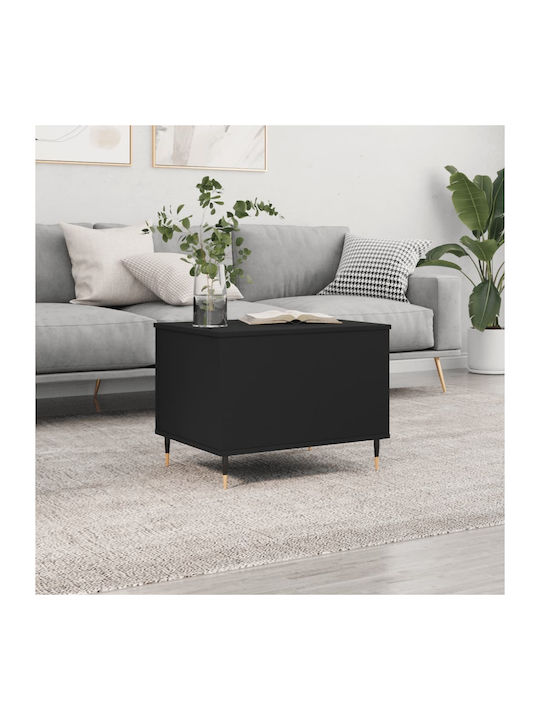 Rectangular Central Wooden Coffee Table with Lifting Mechanism Black W60xL44.5xH45cm