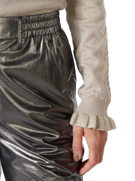 Es Women's Fabric Trousers Silver.
