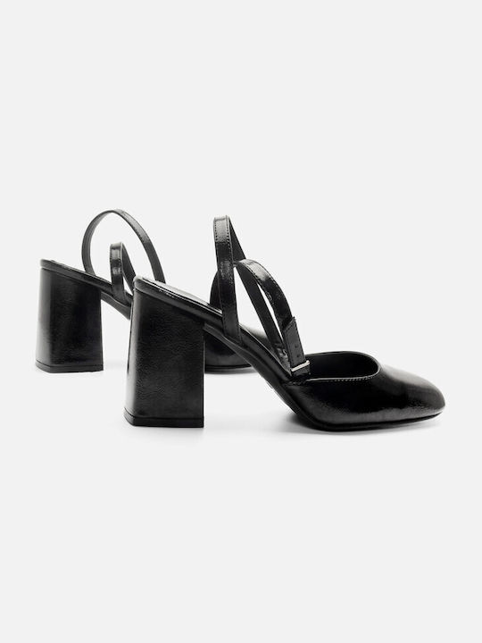 Luigi Synthetic Leather Black High Heels with Strap