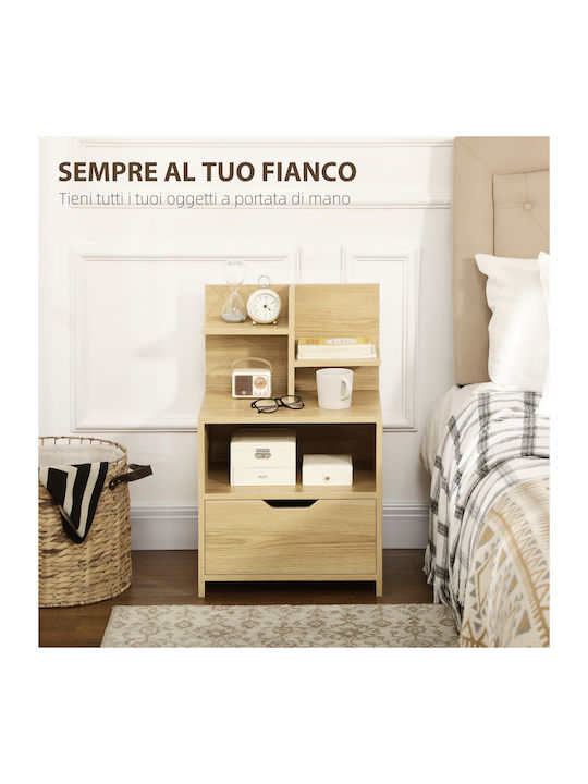 Wooden Bedside Table Beige 45x35x73cm