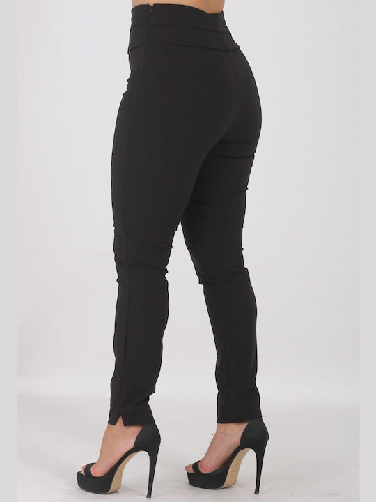 On Line Women's High-waisted Fabric Trousers in Slim Fit Black