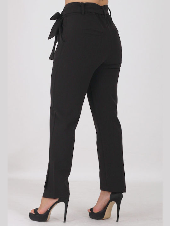 On Line Women's High-waisted Fabric Trousers in Regular Fit Black