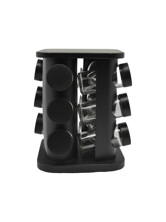 Ankor Metallic Tabletop Rotating Spice Rack Black 12pcs