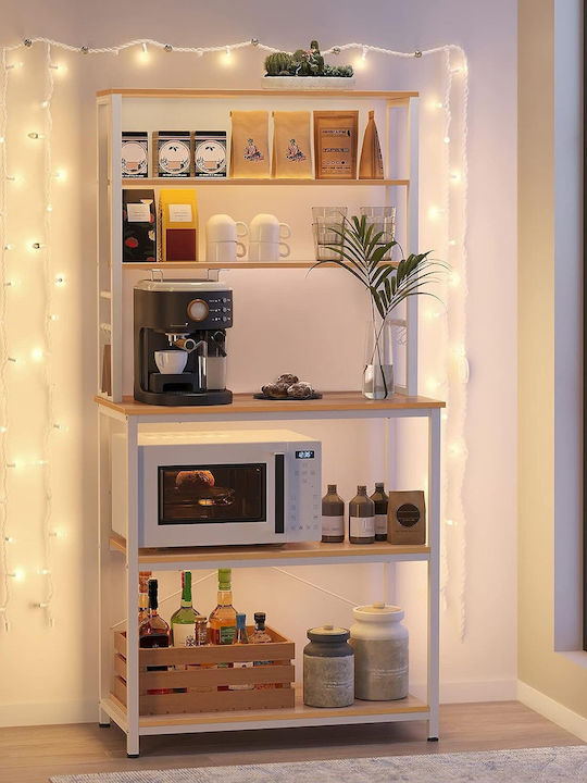 Vasagle Kitchen Rack Metallic 6 Tiers White 40x40x167cm