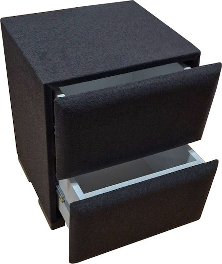 Majestic Bedside Table with Fabric Upholstery Black xx Majestic Bedside Table with Fabric Upholstery Black xx