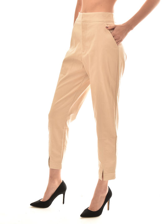 MY T Women's Leather Trousers Cream