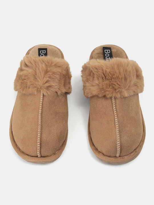 Bozikis Men's Slippers with Fur Brown