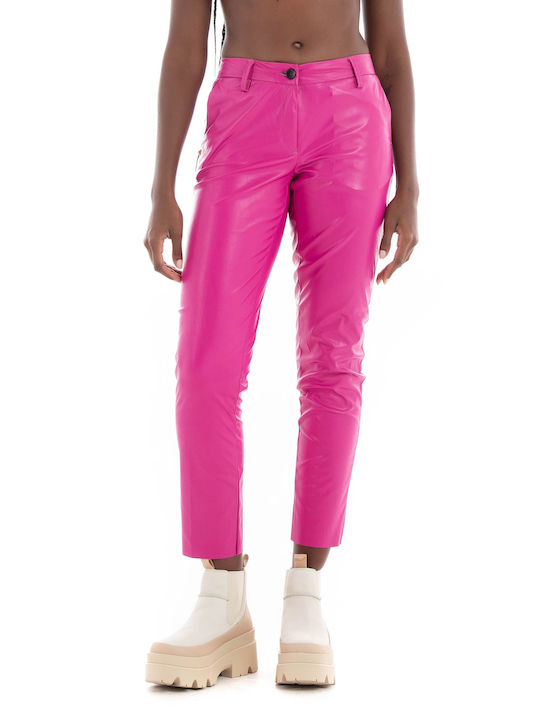 Whitesand Femei Piele Pantaloni Magenta