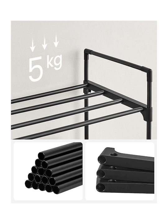 Metall Schuhschrank mit 3 Regalen Schwarz L92xW30xH54cm