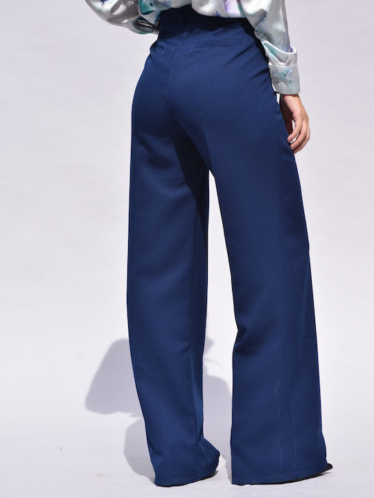 Honey Winter Women's High-waisted Crepe Trousers Dark blue