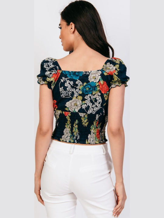 Γυναικείο Καλοκαιρινό Crop Top Κοντομάνικο Μπλε