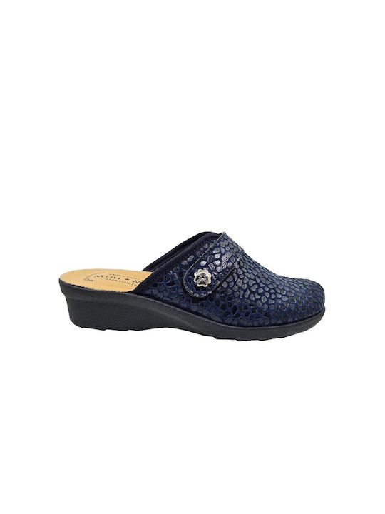 Mini Max Anatomic Leather Women's Slippers Blue