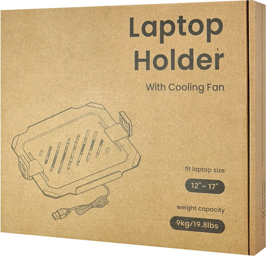 Brateck Vesa Compatible 75x75 100x100 Cooling Pad for Laptop up to 17" with 1 Fan and Lighting