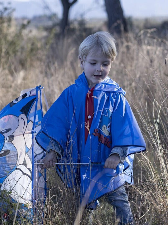 Sonic Waterproof Kids Casual Long Jacket with Hood Blue