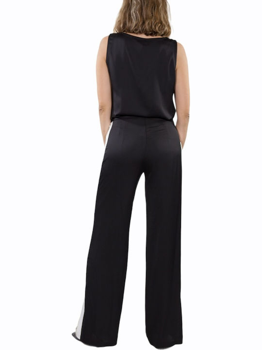 Momo Fashion Damen Stoff Palazzo-Hose Black