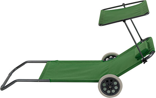 Muhler Foldable Steel Beach Sunbed Green with Shader 147x52x24cm