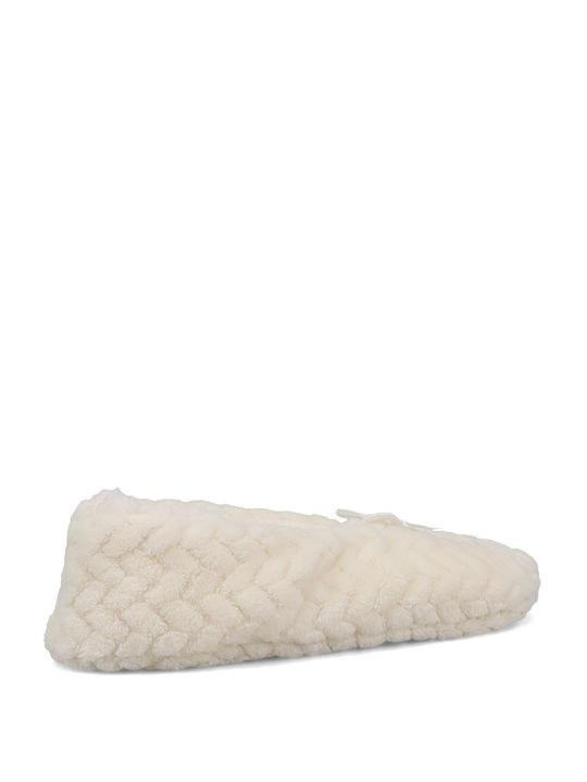 Closed Women's Slippers with Beige Fur
