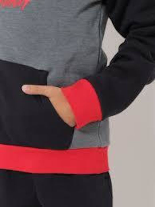 Fleece Παιδικό Φούτερ με Κουκούλα και Τσέπες Μαύρο Rival