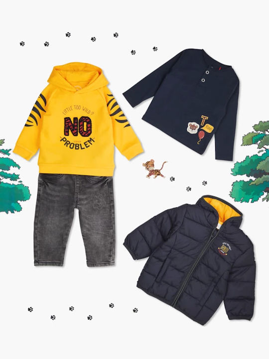 Kids Sweatshirt with Hood and Pockets Yellow