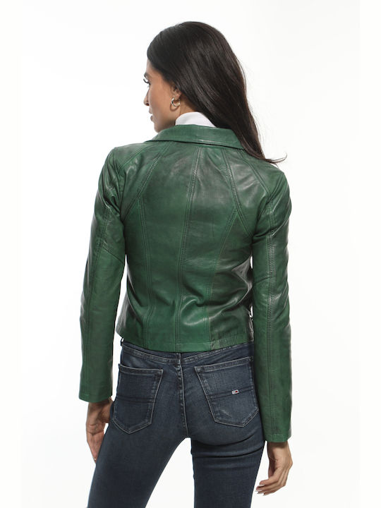 Newton Leather Women's Short Lifestyle Leather Jacket for Winter Green