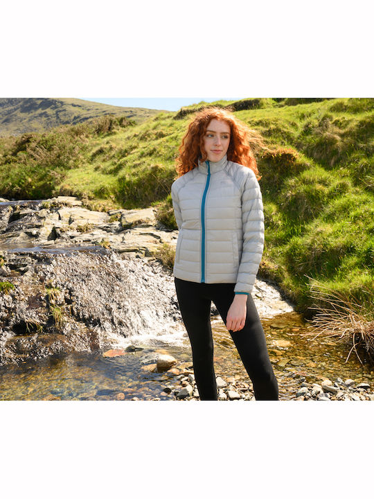 Kurz Damen Puffer Jacke Wendbar für Winter Grey/Petrol