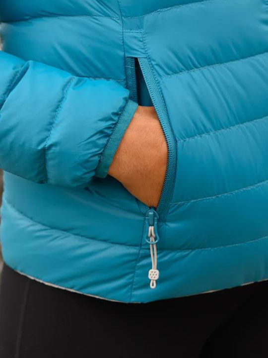 Polar Κοντό Γυναικείο Puffer Μπουφάν Διπλής Όψης για Χειμώνα Light Petrol